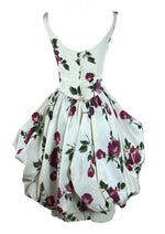 Stunning 1950s Sculptured Magenta Roses Cocktail Dress- New!