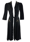 Vintage Early 1940s Studded Black Crepe Button-Through Dress - NEW!