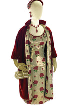 1950s Don Loper Designer Red Rose Lamé Ensemble- New!