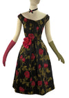 Vintage 1950s Designer Raoul Couture Red Roses Dress- New!