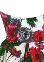 Later 1950s to Early 1960s Zinnia Floral Cotton Dress - NEW!