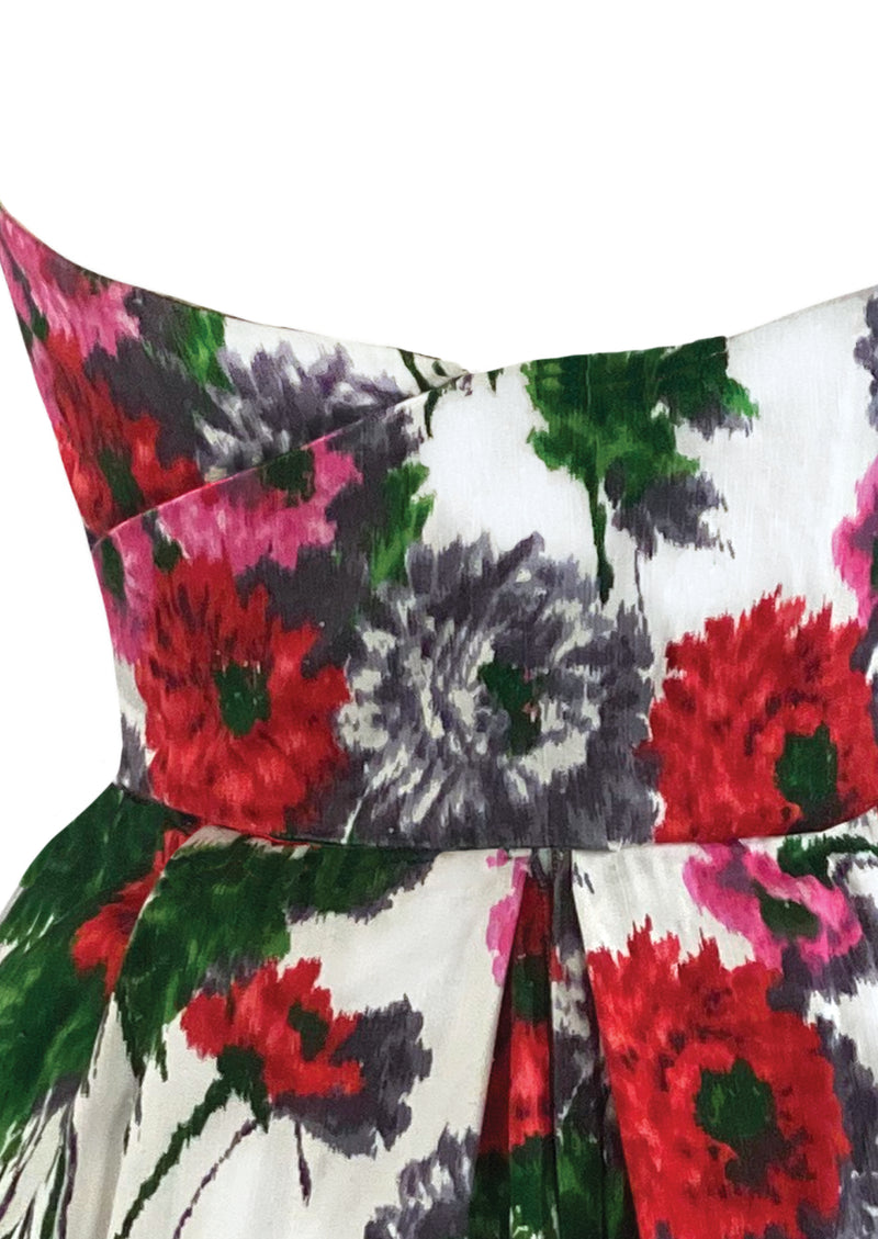 Later 1950s to Early 1960s Zinnia Floral Cotton Dress - NEW!