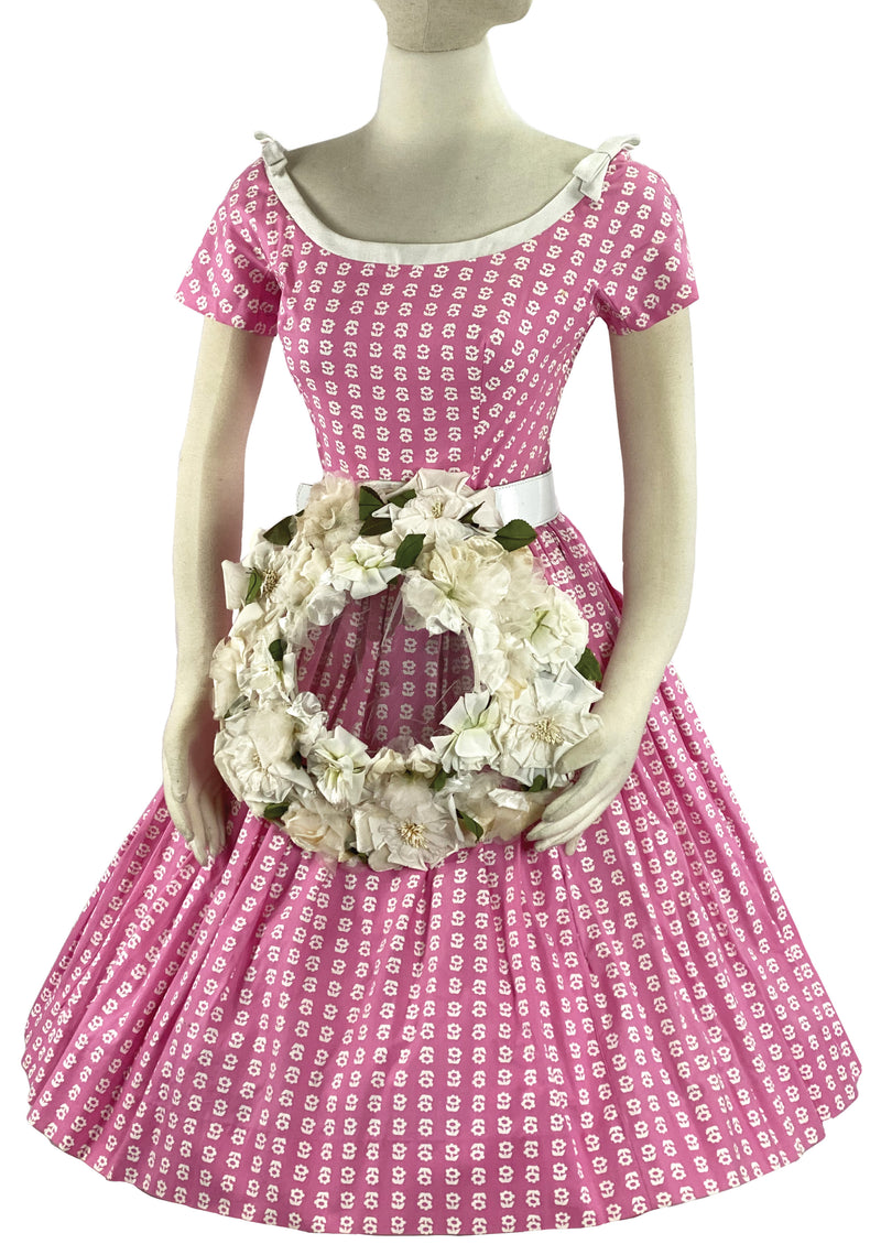 Late 1950s to Early 1960s Pink & White Cotton Dress - NEW!