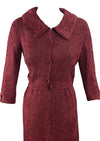 Late 1940s Merlot Ribbon Knit Dress and Jacket Ensemble - New!