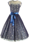 1950's Blue & White Micro Herringbone Dress Ensemble  - New!