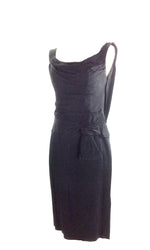 Vintage 1950s Designer Black Jersey Fitted Party Dress