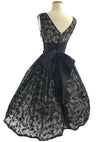 Vintage 1950s Black/Gray Flocked Chiffon Party Dress