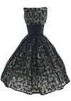 Vintage 1950s Black/Gray Flocked Chiffon Party Dress