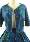 Early 1960s Blue Green Brocade Dress Suit - New!