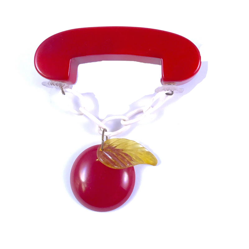 1940s Bakelite Apple Necklace & Brooch Set - New!