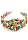 Magnificent Czech Coral, Jade, Emerald & Topaz Headband