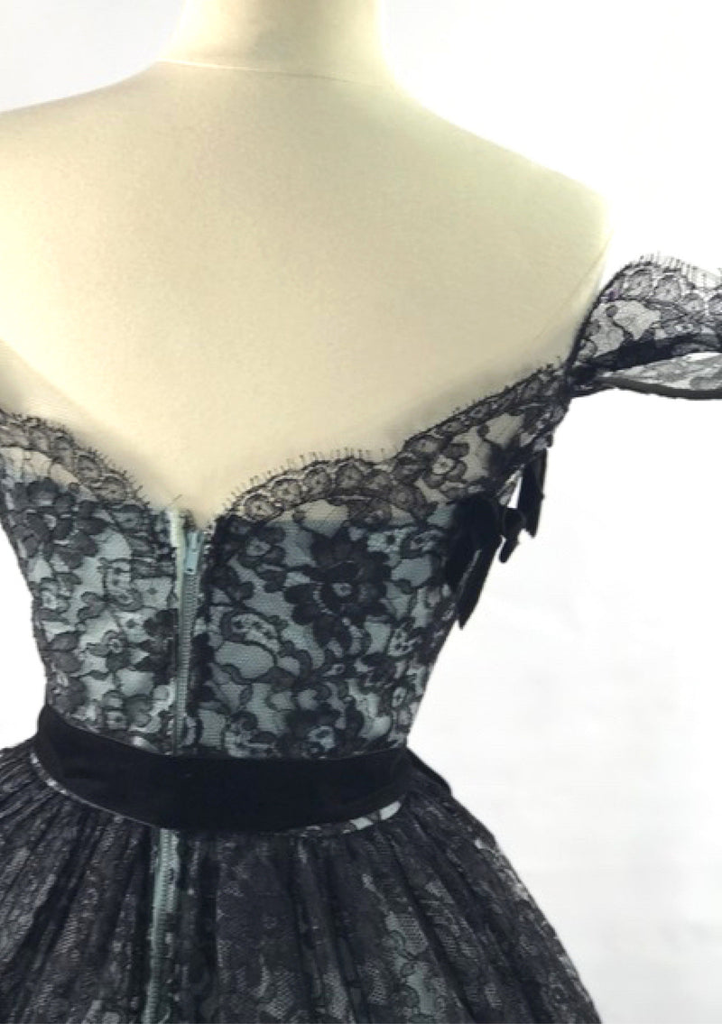 Exceptional Vintage 1950s Black Lace Party Dress - New!