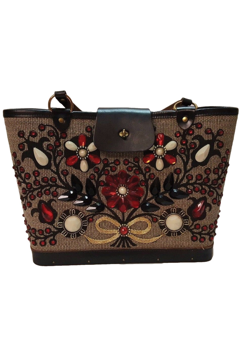 Vintage 1960s Edith Collins Jewelled Canvas Handbag - New!