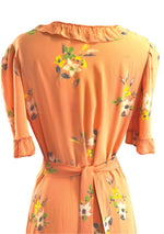 Lovely Vintage 1930s Orange Floral Crepe Day Dress - New!