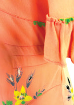 Lovely Vintage 1930s Orange Floral Crepe Day Dress - New!