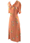 Lovely Vintage 1930s Orange Floral Crepe Day Dress - New!