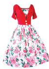 1950s Pink Cabbage Roses Dress Ensemble - New