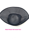 Vintage Late 1940s Black Straw Moulded Elongated Platter Hat - New!