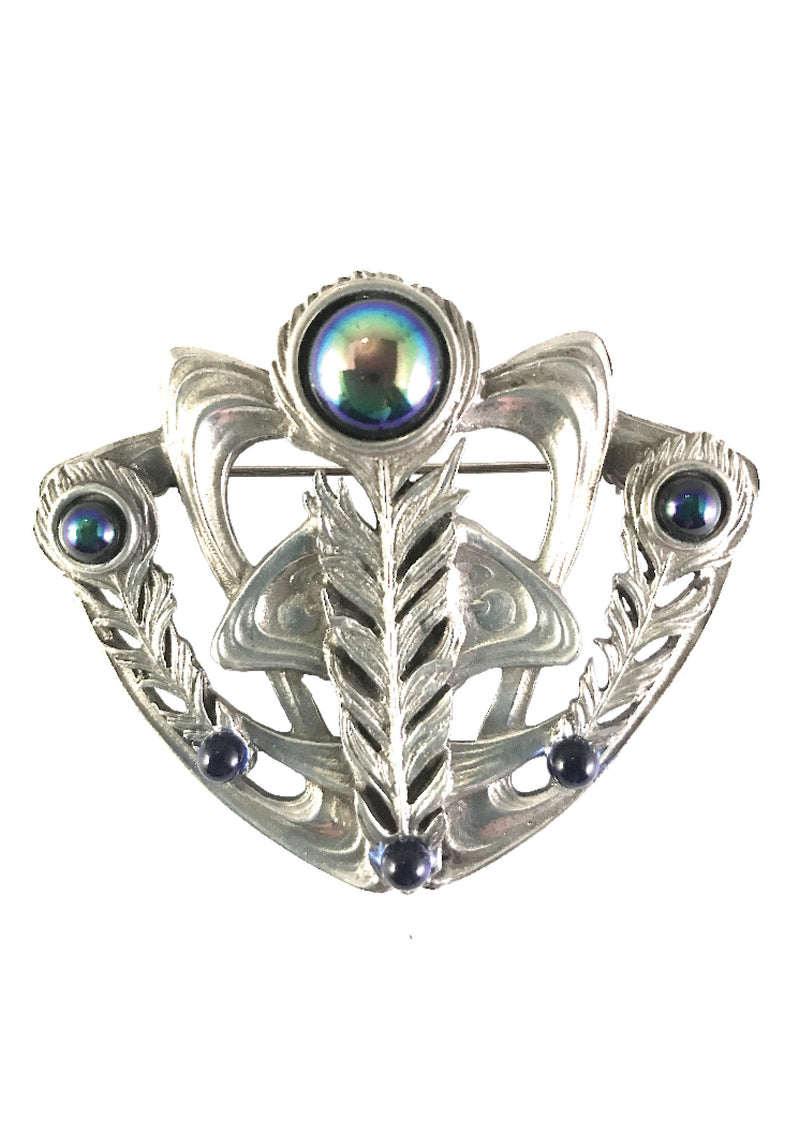 Antique 1900s Art Nouveau Silver Metal Brooch - New!