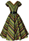 Vintage 1950s Chevron Striped Day Dress - New!