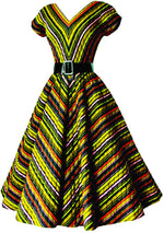 Vintage 1950s Chevron Striped Day Dress - New!