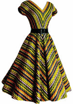 Vintage 1950s Chevron Striped Day Dress - New!