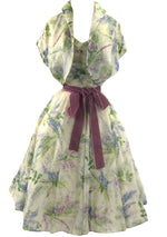 Vintage 1950s Floral Lilacs Nylon Dress Ensemble - New!