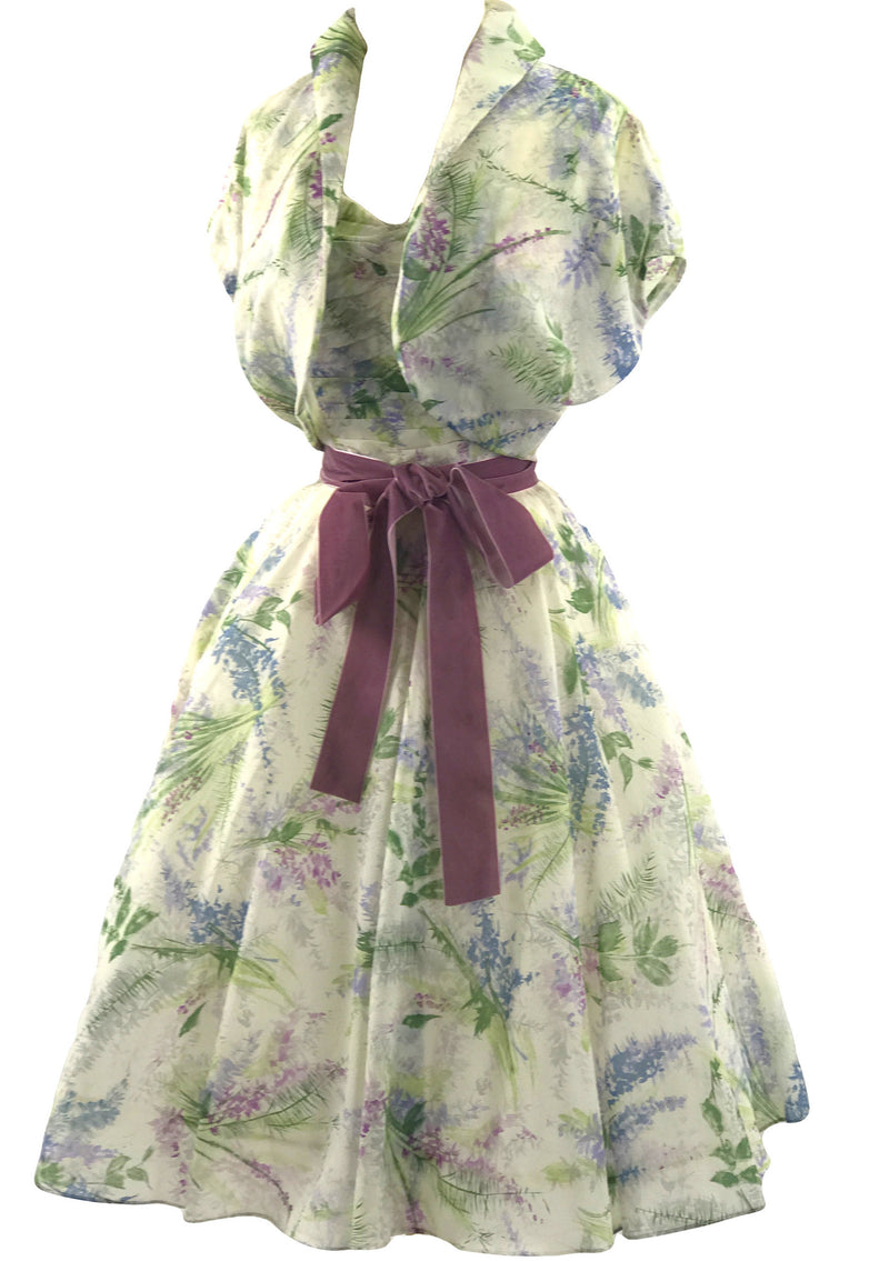 Vintage 1950s Floral Lilacs Nylon Dress Ensemble - New!