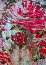 Vintage 1950s Pink Floral Polished Cotton Day Dress