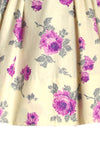 Vintage 1950s Purple Roses & Cream Cotton Day Dress