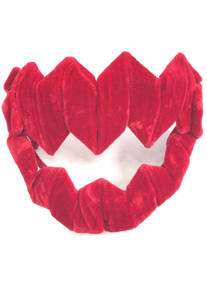 Vintage 1950s Sculptured Red Velvet Bandeau -New!