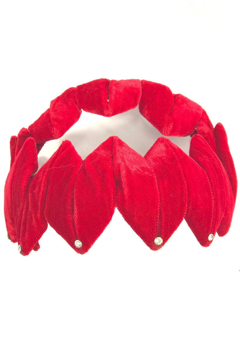 Vintage 1950s Sculptured Red Velvet Bandeau -New!