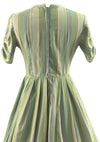 Vintage Early 1960's Sage Green Striped Cotton Day Dress - New!