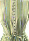 Vintage Early 1960's Sage Green Striped Cotton Day Dress - New!
