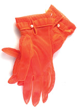 Vintage 1950s Tangerine Nylon Gloves - New!