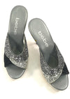 Vintage 1980s Silver and Black Glitter Polly Style Shoes - New!