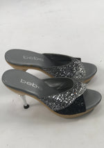 Vintage 1980s Silver and Black Glitter Polly Style Shoes - New!