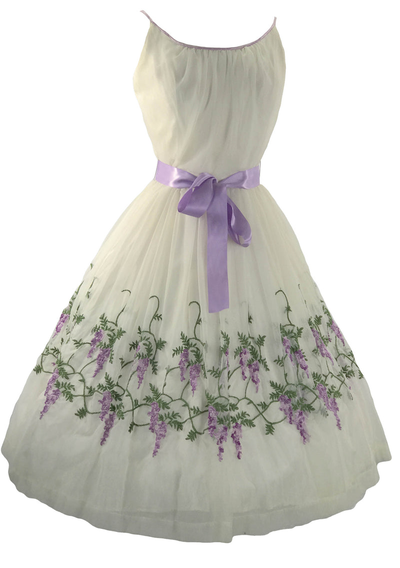 Vintage 1950s -1960s Lilac Wisteria Chiffon Party Dress - New!