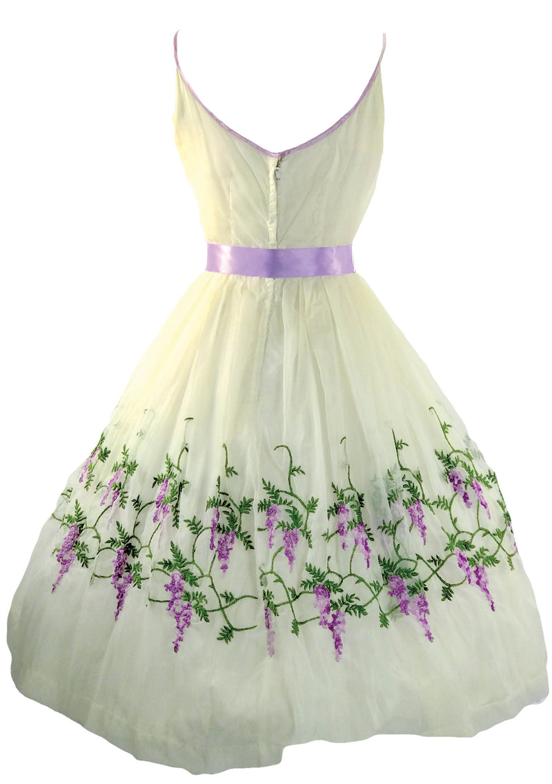 Vintage 1950s -1960s Lilac Wisteria Chiffon Party Dress - New!