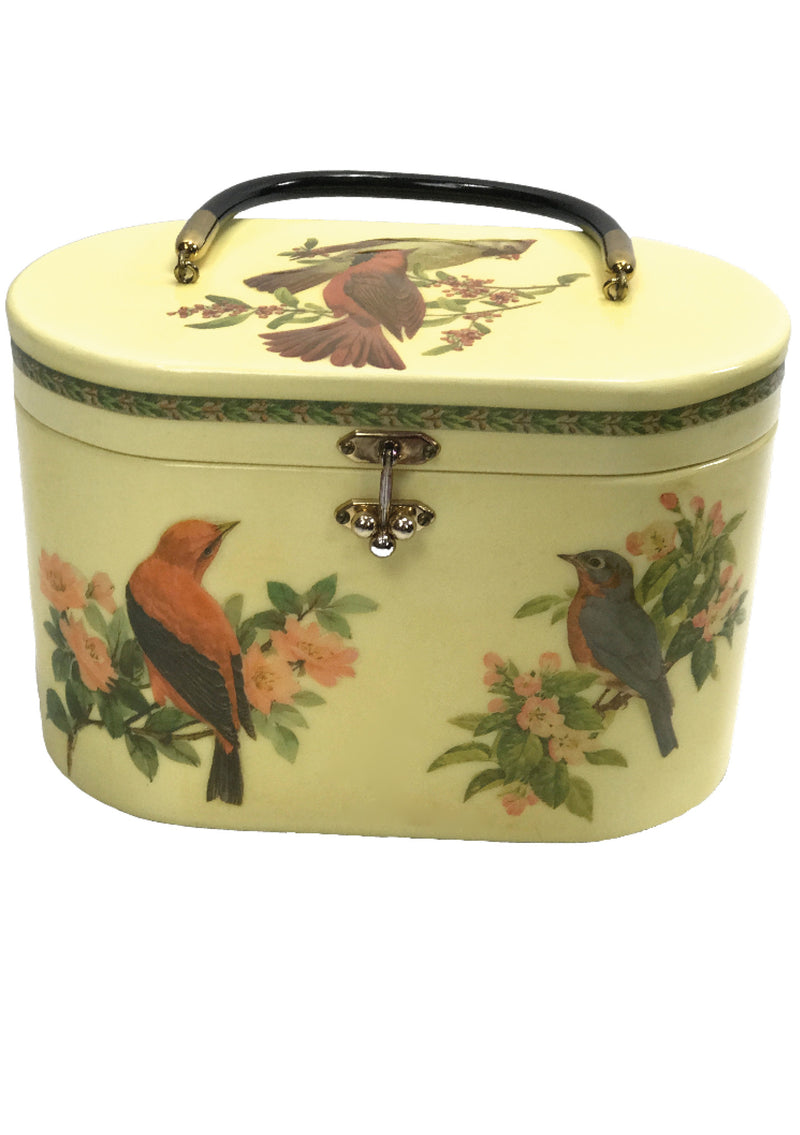 Vintage 1960s Decoupage Birds Oval Box Handbag - New!