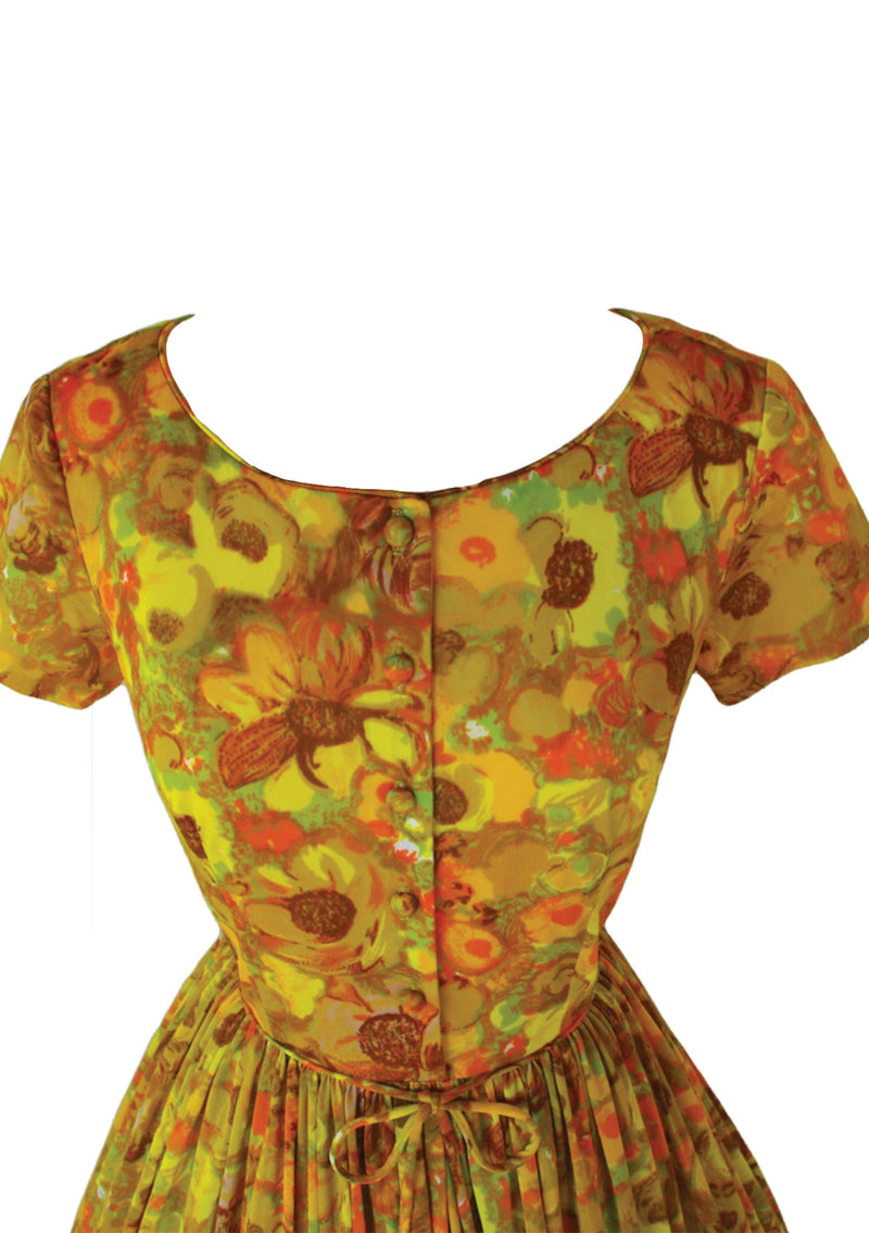 1950's -1960s Autumn Impressionist Print Dress  - New!