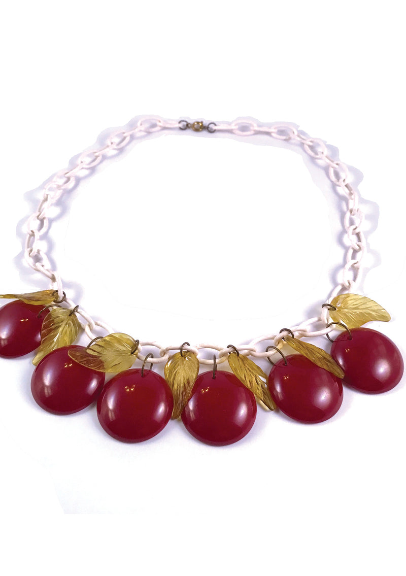 1940s Bakelite Apple Necklace & Brooch Set - New!