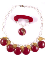 1940s Bakelite Apple Necklace & Brooch Set - New!