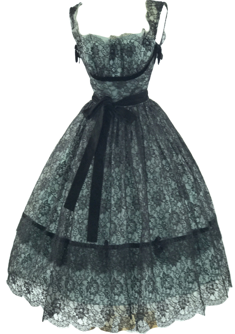 Exceptional Vintage 1950s Black Lace Party Dress - New!
