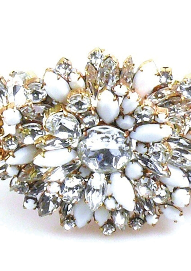 Czech Clear Crystal & White Opaline Glass Headband - New!