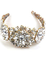 Czech Clear Crystal & White Opaline Glass Headband - New!