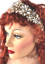 Czech Clear Crystal & White Opaline Glass Headband - New!