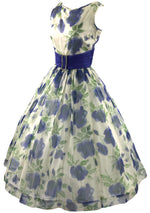 1950s Blue Cabbage Roses Party Dress - New!