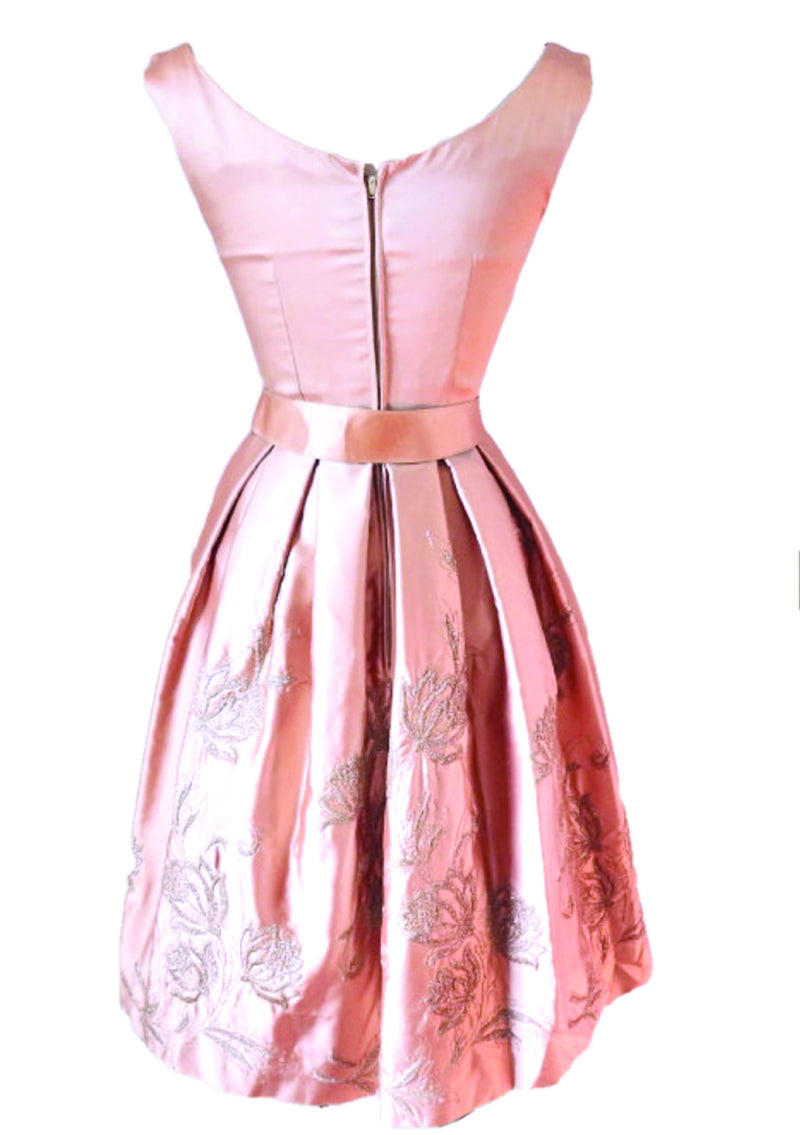 Elegant 1950s Pink Satin Party Dress