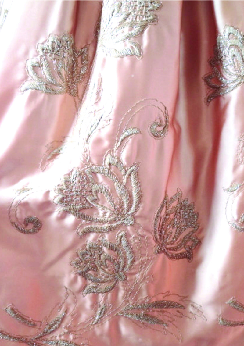 Elegant 1950s Pink Satin Party Dress